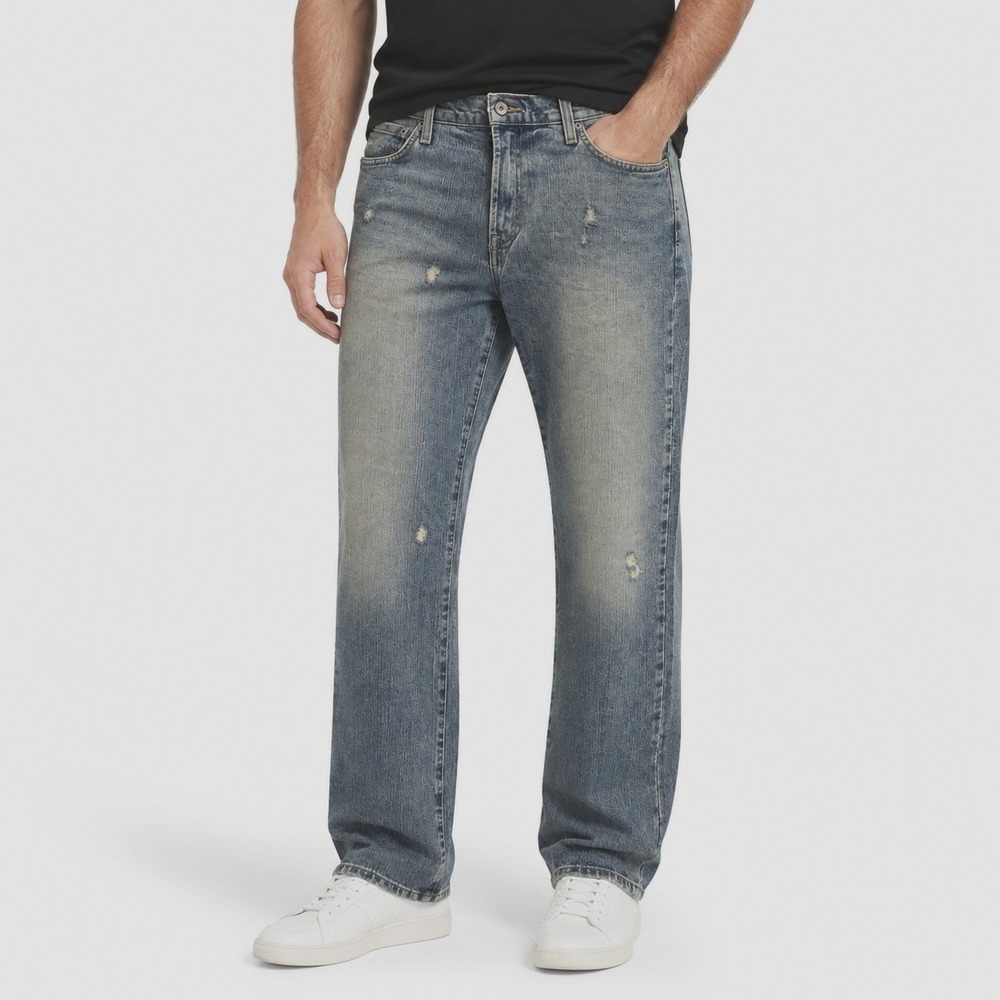 Mossimo Denim Supply Co Logan Jeans Men 34x34 Blue Good Distressed Straight